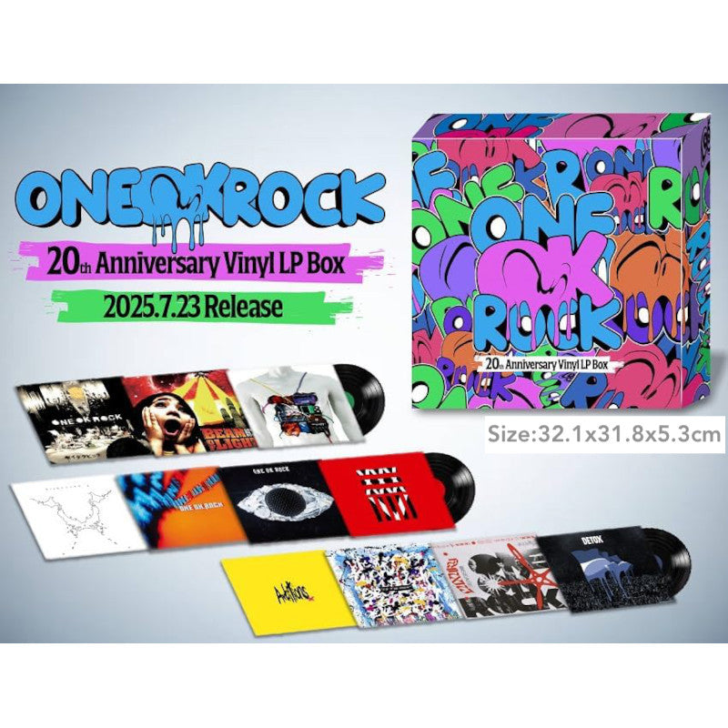 ONE OK ROCK 組成20周年黑膠BOX《ONE OK ROCK 20th Anniversary Vinyl LP Box》完整收錄第1~11張原創專輯 <初回生産限定盤(11LP黑膠)>**只限香港免運費**