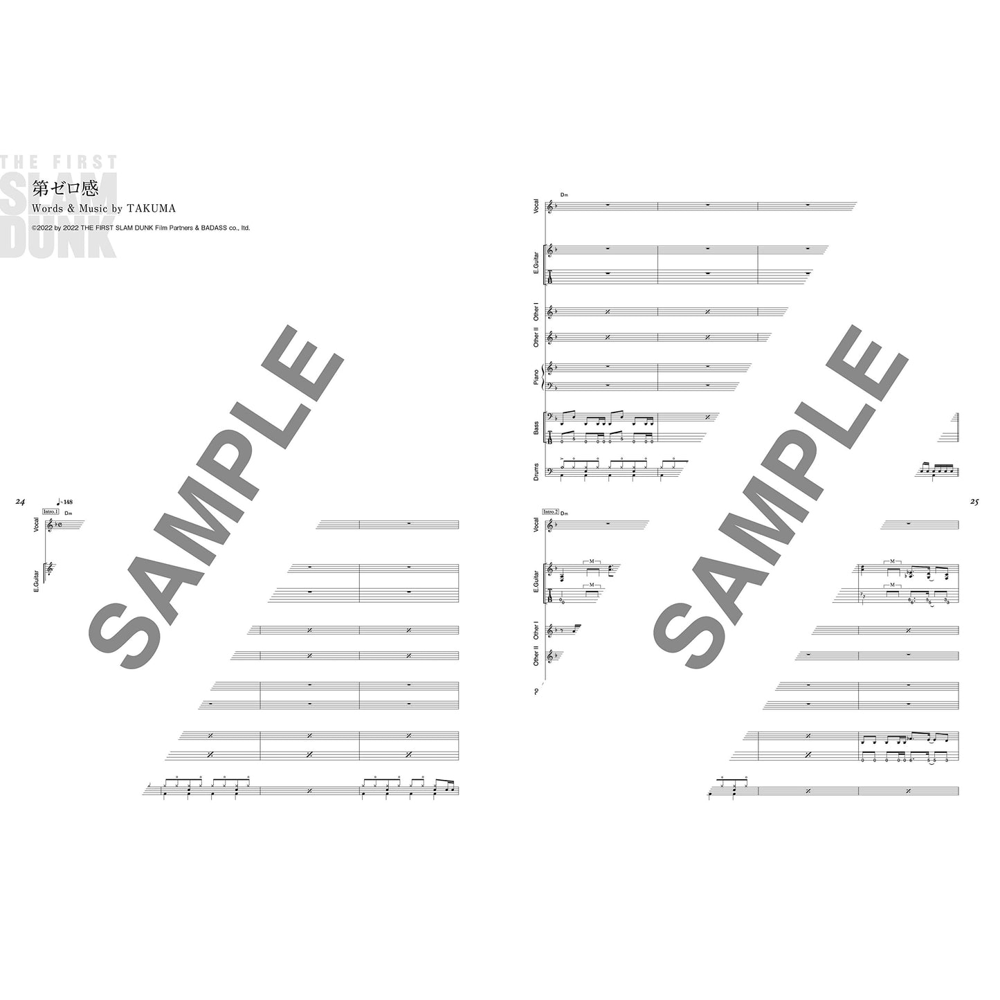 電影 "THE FIRST SLAM DUNK" 樂團樂譜《THEME SONG BAND SCORE『THE FIRST SLAM DUNK』》片頭曲及片尾曲2曲目 42頁
