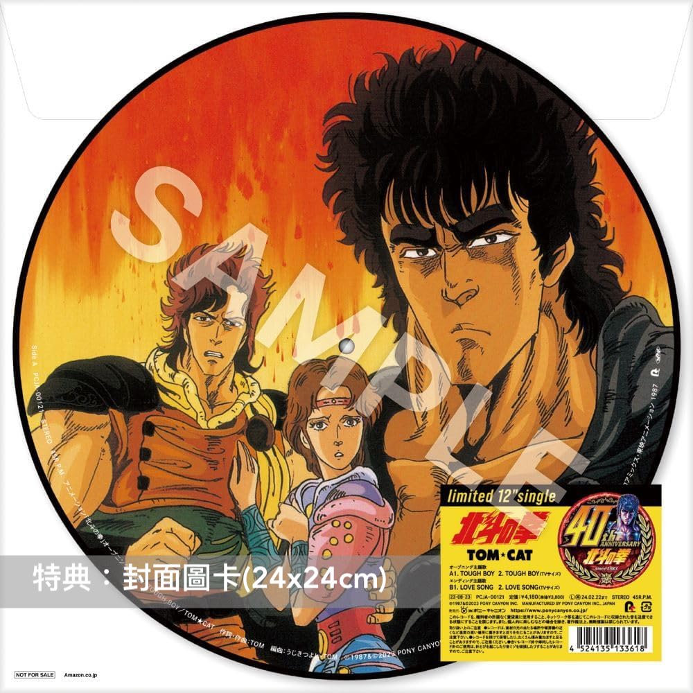 「北斗之拳2」主題曲 TOM☆CAT《TOUGH BOY》初次黑膠形式再版 北斗之拳40周年紀念 <12"單曲圖案黑膠Picture Single>
