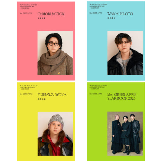 Mrs.GREEN APPLE 出道10周年紀念 首部文本作品《MGA MAGICAL 10 YEARS ANNIVERSARY BOOK - OUR STORY -》＜21x14.8cm／4冊共400頁・3面袖套包裝＞＊日版＊