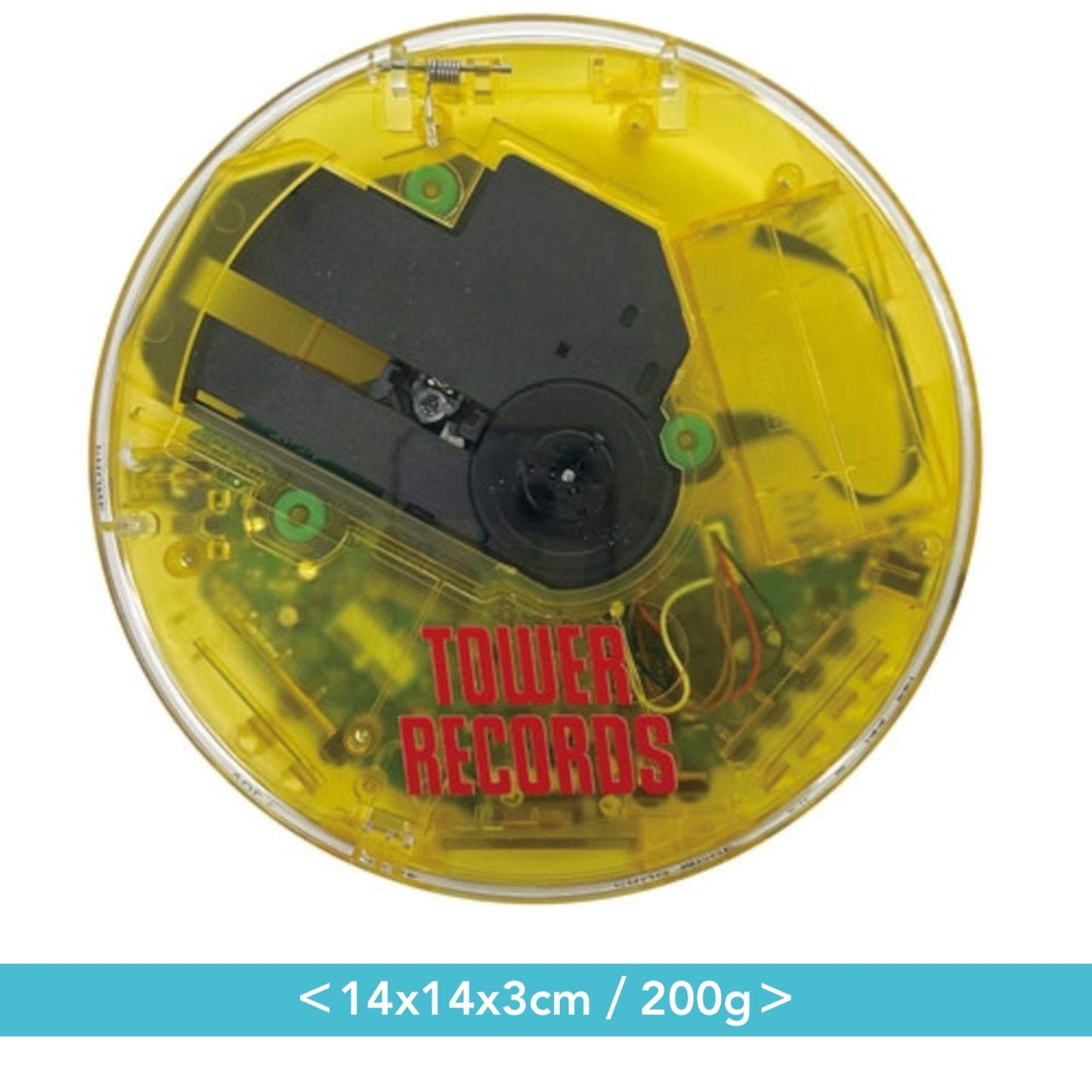 復古風透明黃隨身CD播放器 ＜14x14x3cm／200g＞ 約8小時錄放時間・使用3.5mm立體聲迷你插頭有線耳機・電池或USB供電＊日本水貨＊