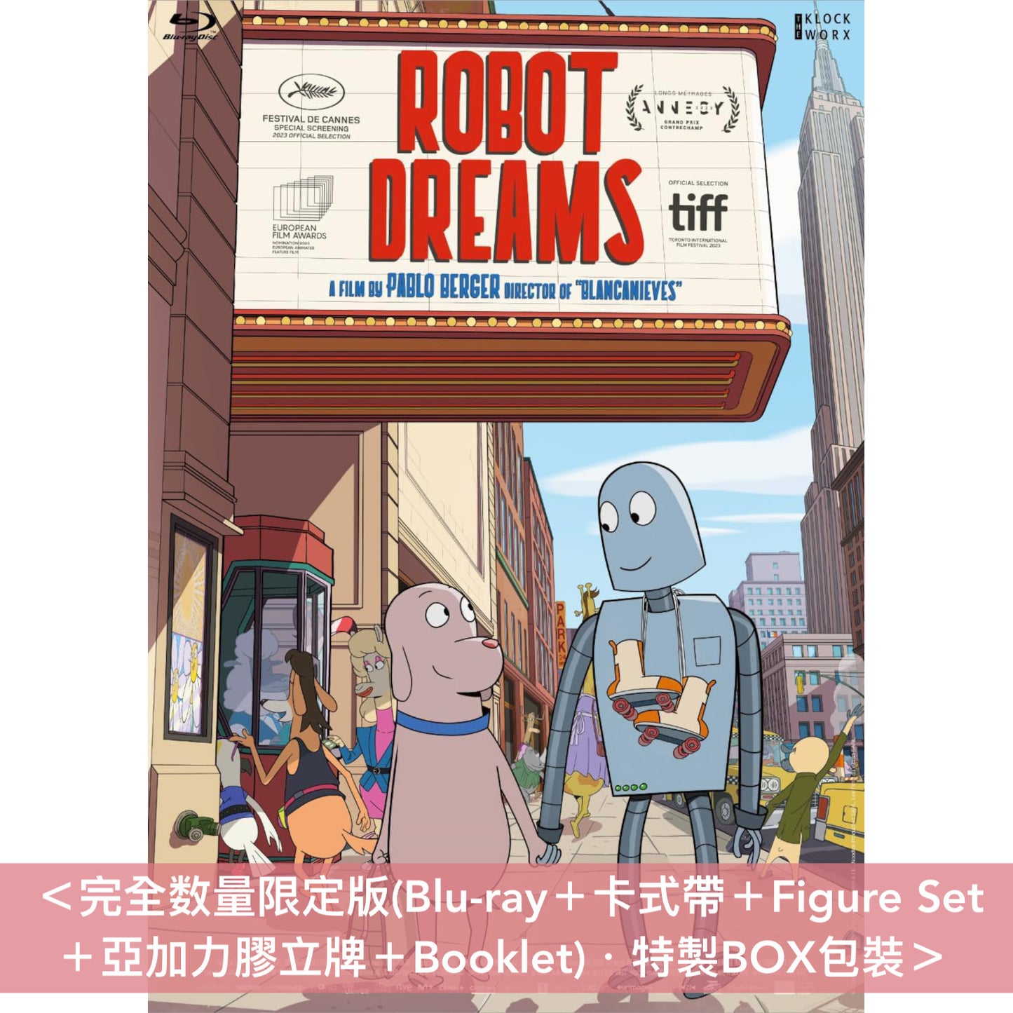 動畫電影「汪汪夢裡人」日版Blu-ray/DVD《ロボット・ドリームズ》＜完全数量限定版(Blu-ray＋卡式帶＋Figure Set＋亞加力膠立牌＋Booklet)／通常版(Blu-ray/DVD)＞ ＊日文字幕＊