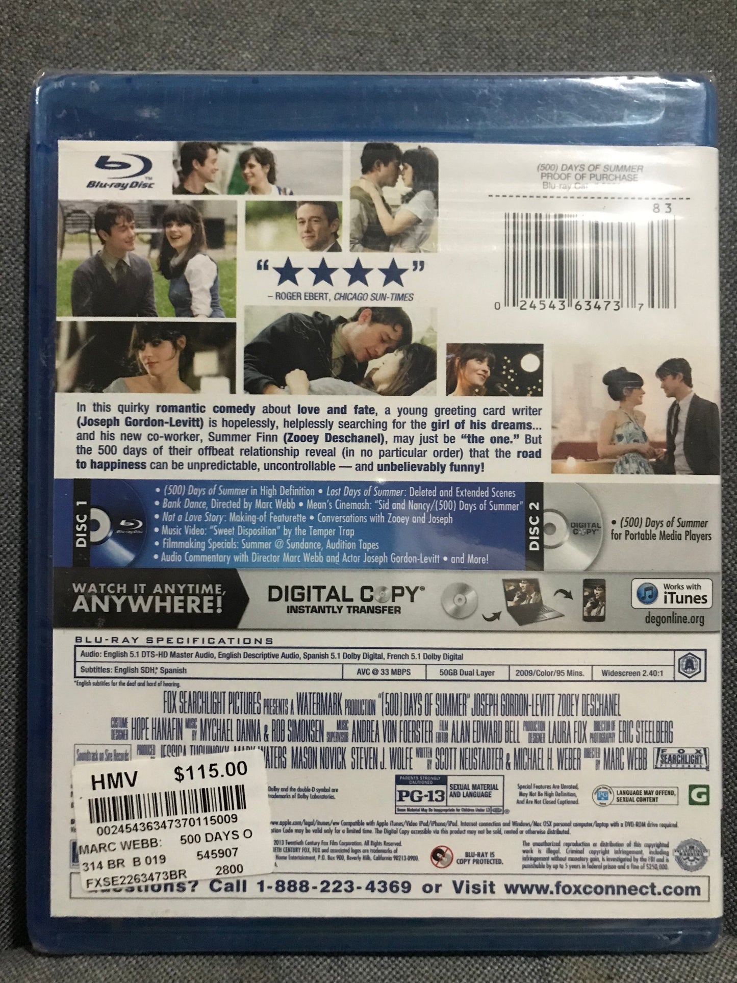 [全新] (500) Days of Summer《心跳500天》Bluray ＋ Digital Copy